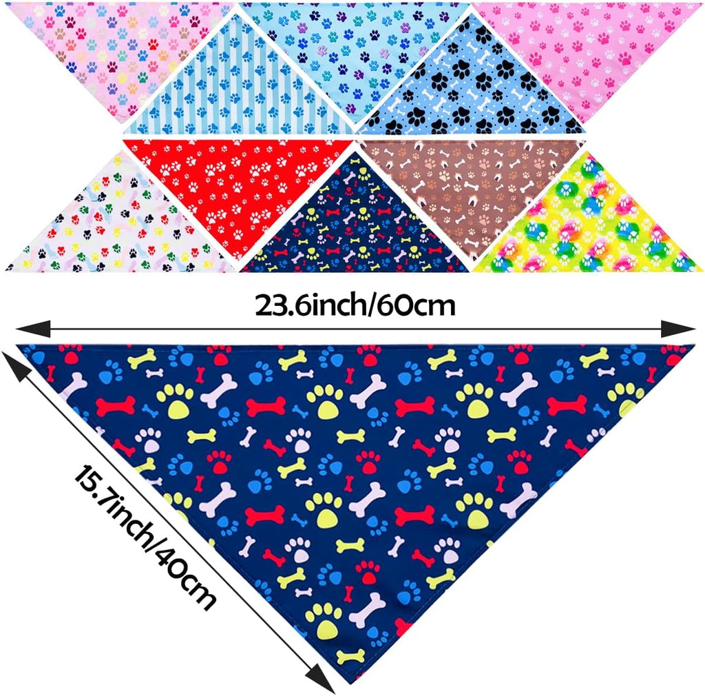 PET SHOW 50 Pack Paw Print Dog Bandanas Bulk for Medium Dogs