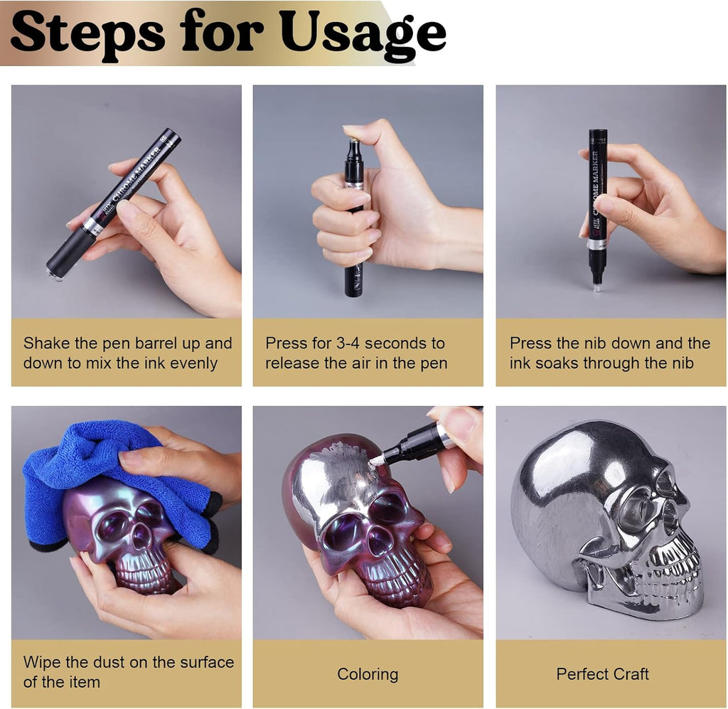 LET'S RESIN Liquid Mirror Chrome Metallic Markers 3 Colors,Reflective Gloss