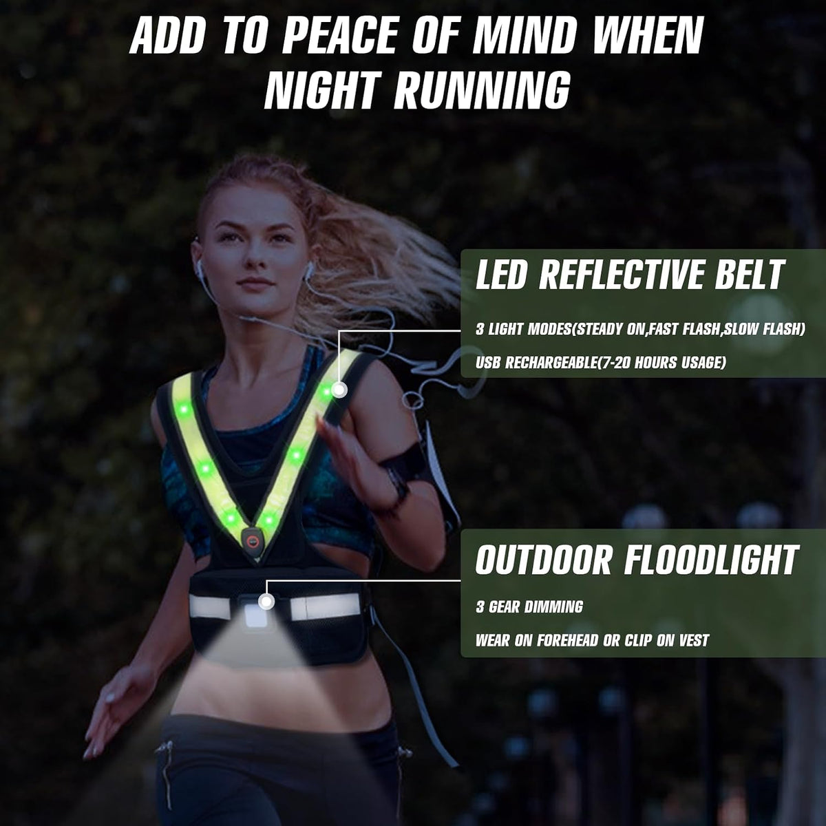 Weighted Vest for Women Men, Sport Running Weighted Vest with Reflective Strips and LED Flashing Sash, 10lbs/20lbs Weight Vest for Strength Training and Workout