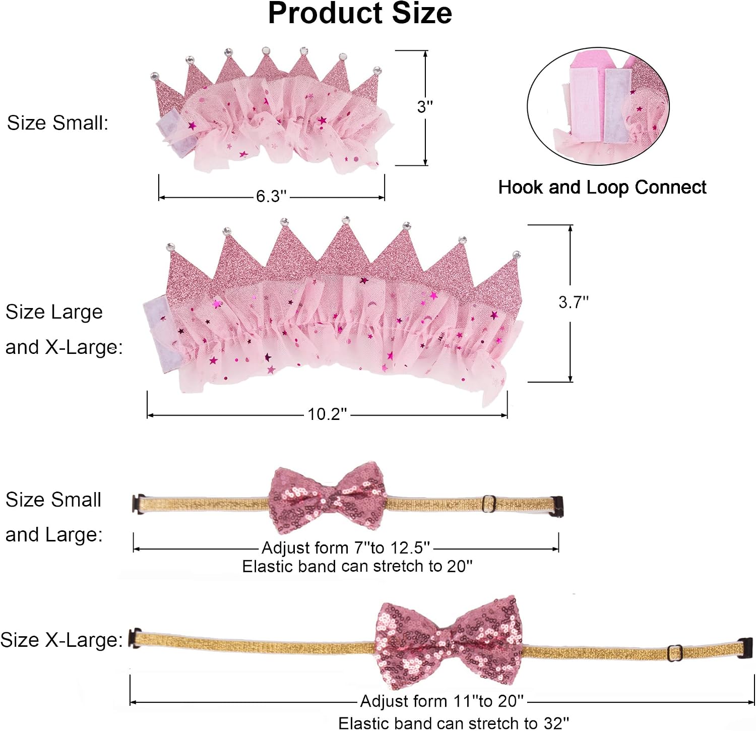 ADOGGYGO Dog Birthday Hat Bandana Set, Pink Plaid Girl Dog Bandana, Small