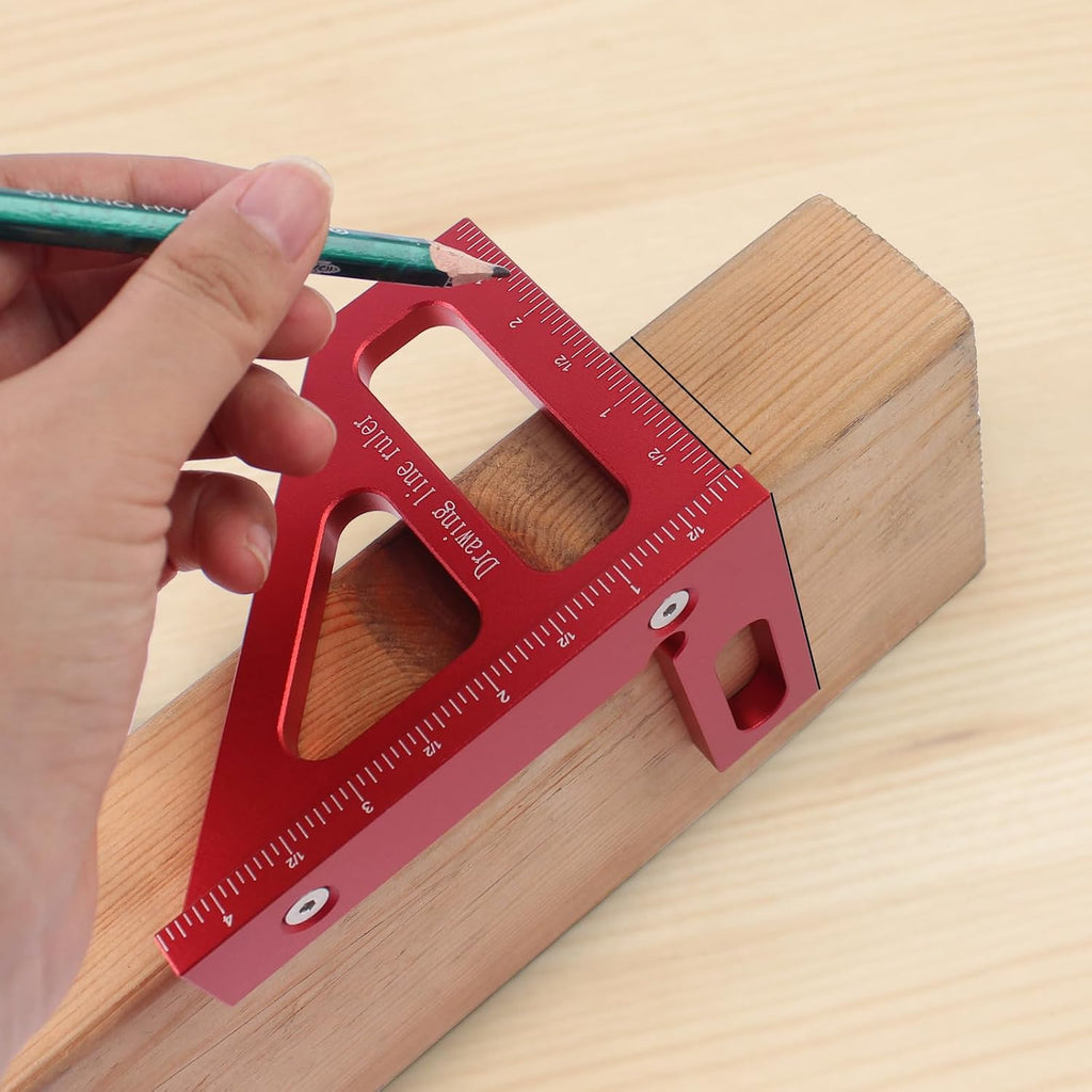 Imperial 3D Multi-Angle Measuring Ruler,45/90 Degree Aluminum Alloy Woodworking Square Protractor, Miter Triangle Ruler High Precision Layout Measuring Tool for Engineer Carpenter,003R