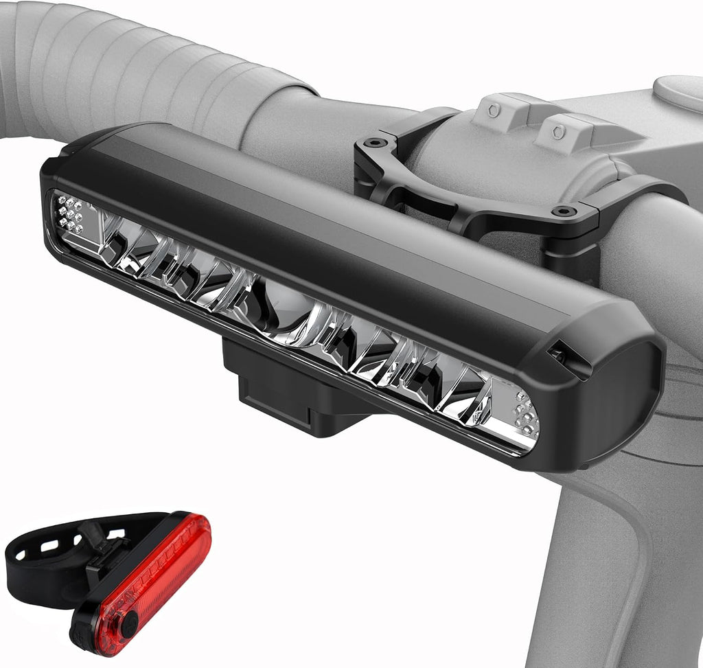 Super Bright Bike Lights for Night Riding, High Lumen Bicycle Light Front and Rear, USB C Rechargeable Bike Headlight and Tail Light Set, LED Bar Light for MTB Mountain Road Bicycle