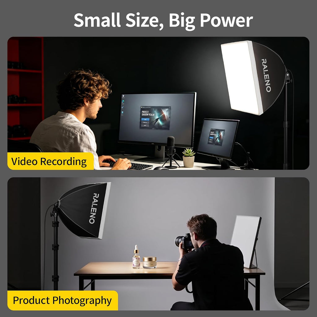 RALENO Softbox Photography Lighting Kit, 16"x16" LED Studio Soft Box Light