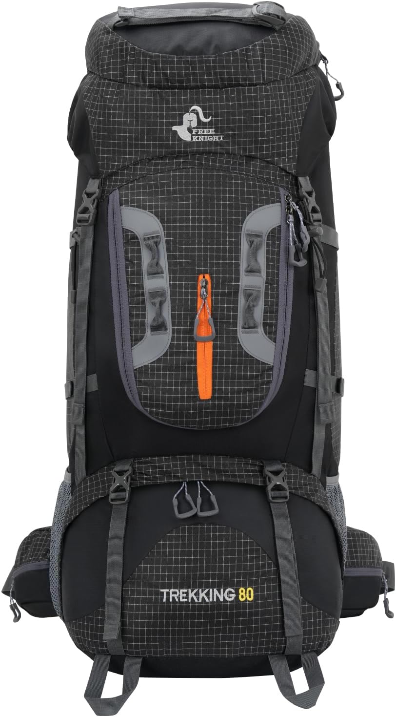 Bseash 80L Waterproof Hiking Camping Backpack with Rain Cover, Lightweight Outdoor Sport Travel Daypack for Climbing Touring