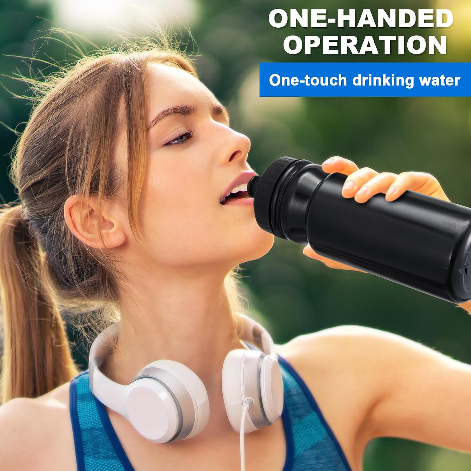 Suclain Squeeze Water Bottles with Carrier, 28 Pcs, Black