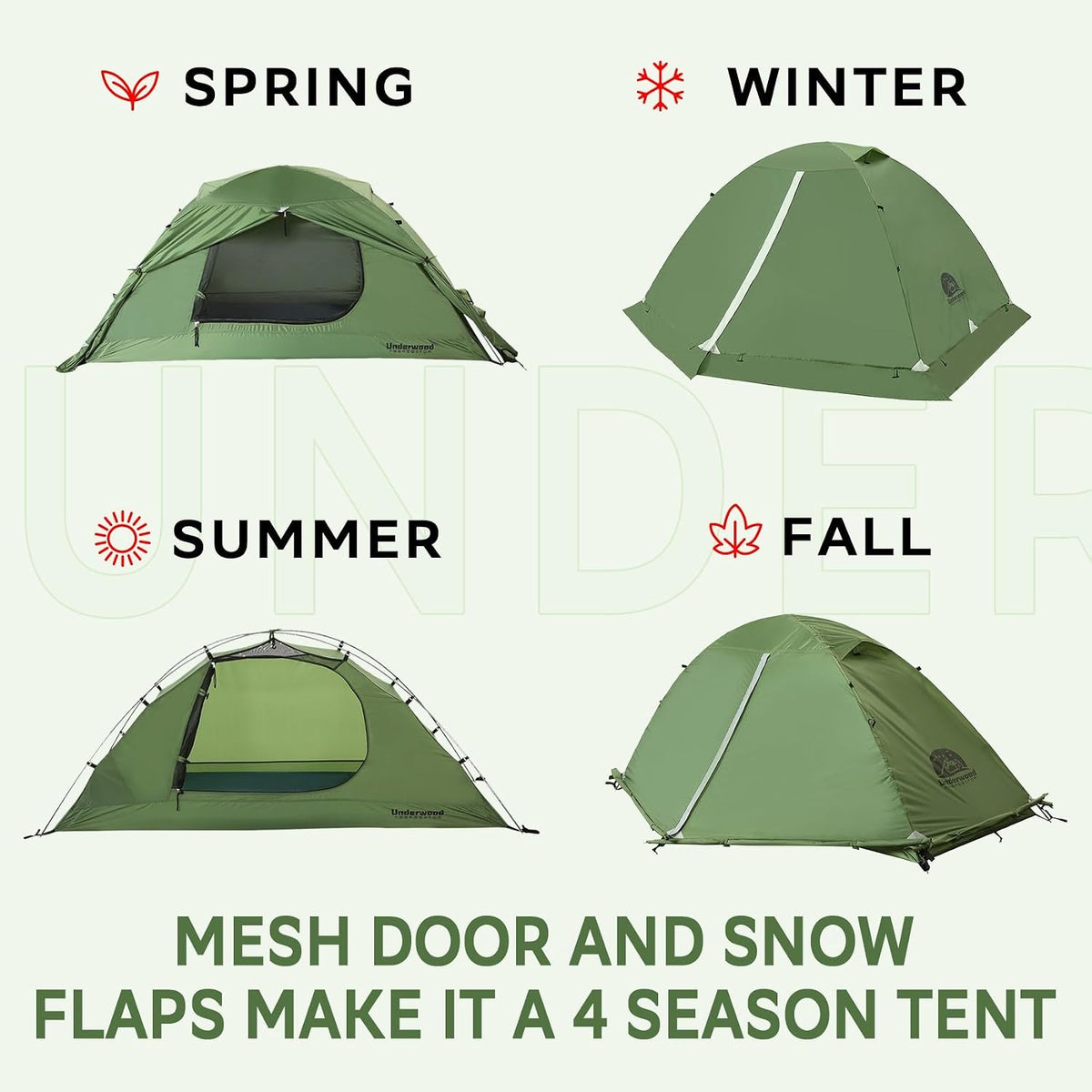 1/2 Person 4 Season Backpacking Tent, Lightweight Waterproof Winter Tent
