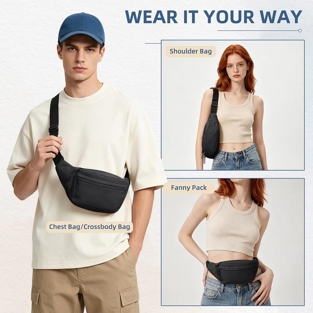 ZOORON Fanny Packs for Women Men Crossbody Waist Pack Bag Running Belt