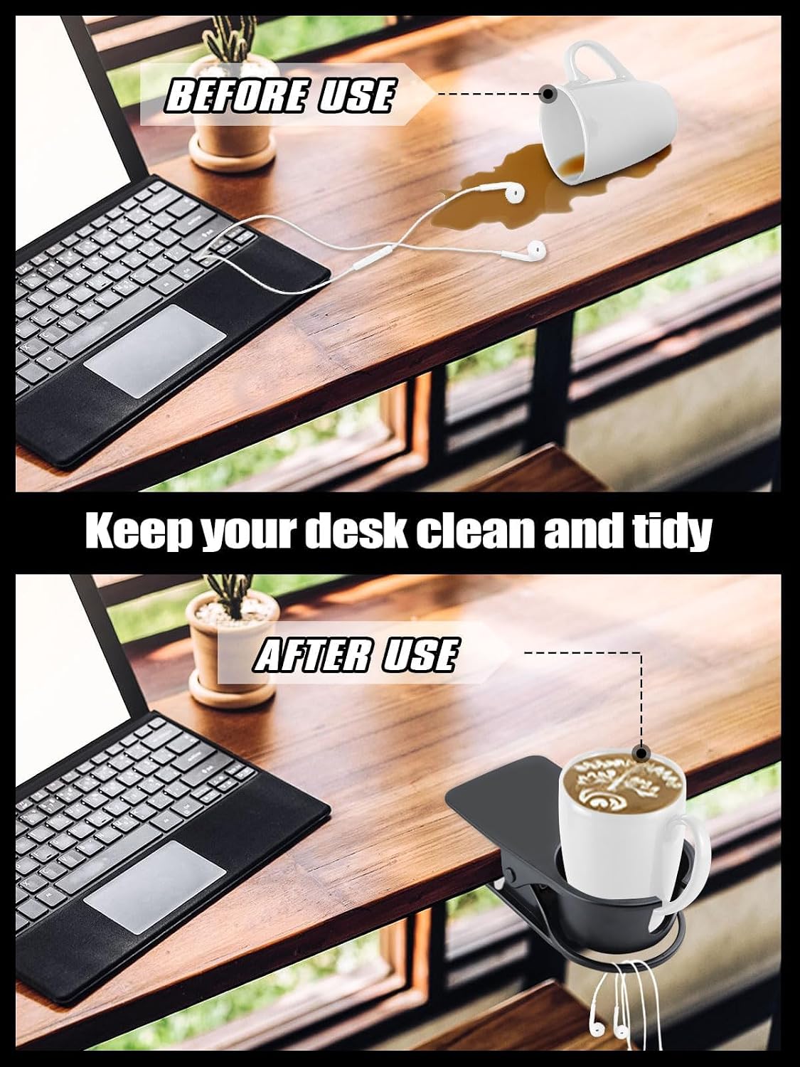 3PCS Clip on Drink Holder for Beach Chair, Desk Cup Holder with Groove