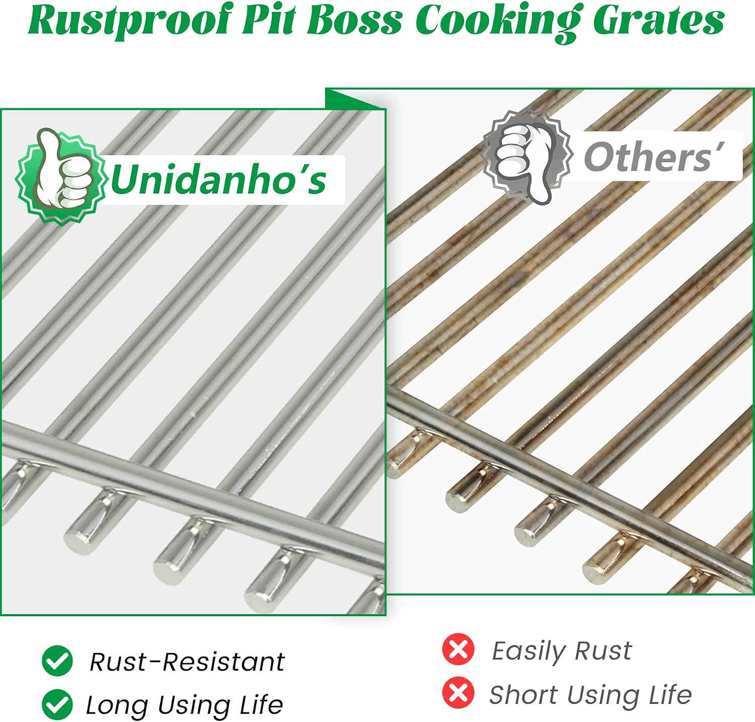 Grill Grates for Pit Boss Lexington 500 540 Series Stainless Steel Cooking Grid Grate Grilling Rack Wood Pellet Smoker Pitboss PB540 PB500LX-005 Replacement Parts 31172 BBQ Accessory