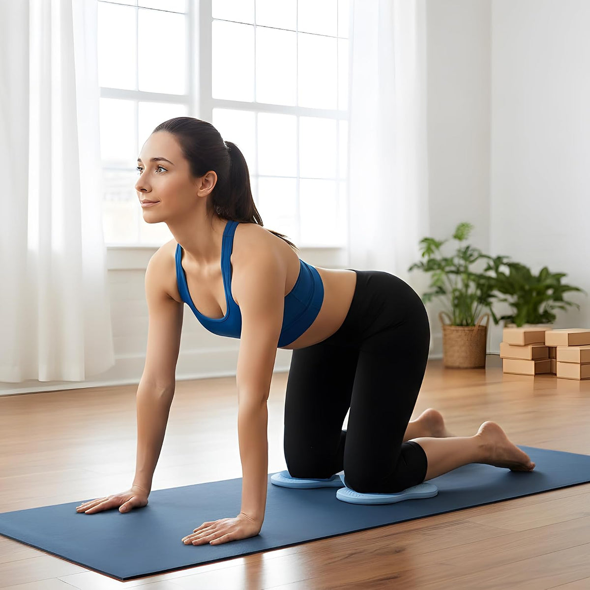 Yoga Blocks 2 Pack | Stretch Straps with Loops | Knee Cushions for Kneeling 2 Packs | Pilates Starter Kit for Women,Pilates Equipment Set, Home Workout Equipment for Women
