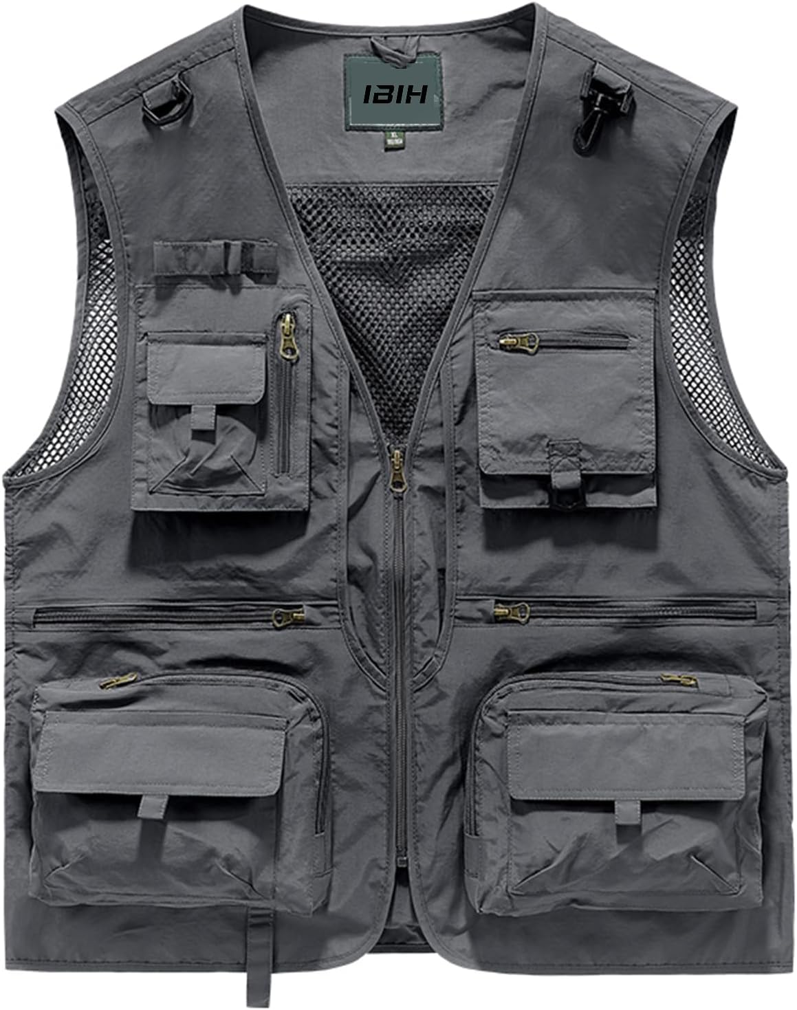 Mens Outdoor Vest Breathable Quick-Dry Fishing Vest Camping Hiking Lightweight Vest with Multi-Pocket