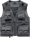 Mens Outdoor Vest Breathable Quick-Dry Fishing Vest Camping Hiking Lightweight Vest with Multi-Pocket