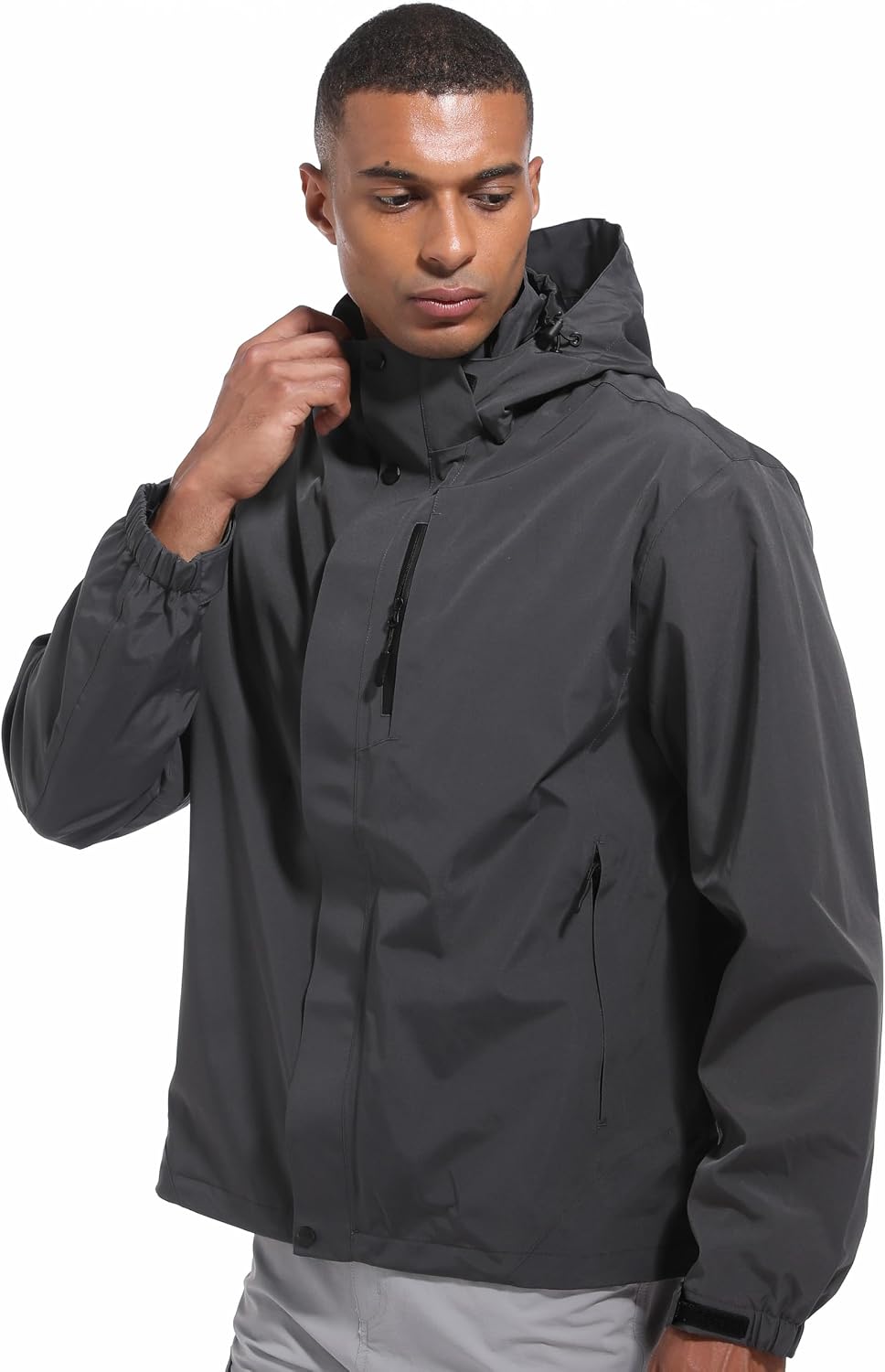 WENRONSTA Men's Lightweight Rain Jacket Waterproof Windbreaker Hooded Raincoat Shell Jacket Outdoor Hiking Fishing Travel
