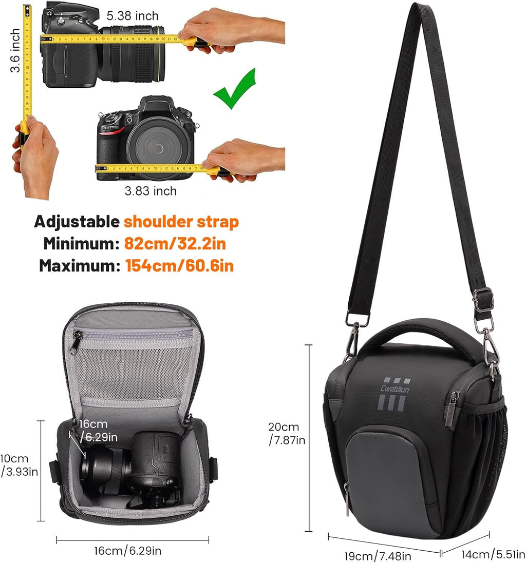 Cwatcun Camera Sling Bag, Waterresistant DSLR Shoulder Pack for Photography