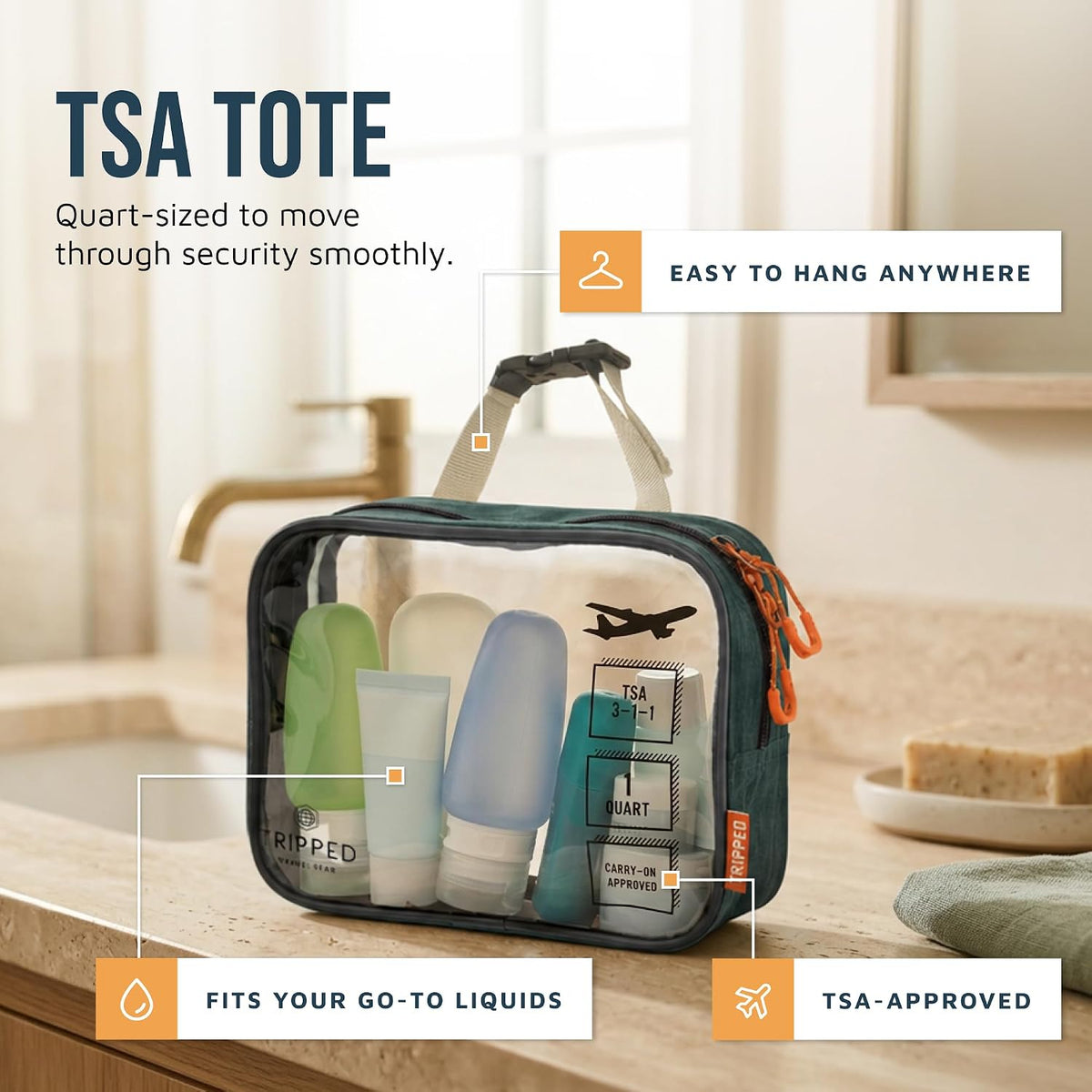 TRIPPED Travel Gear 3-Piece Travel Toiletry Bag Set