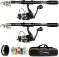 Fishing Pole Kit, Carbon Fiber Telescopic Fishing Rod and Reel Combo with Spinning Reel, Line, Bionic Bait, Hooks and Carrier Bag for Adult Teens Beginners
