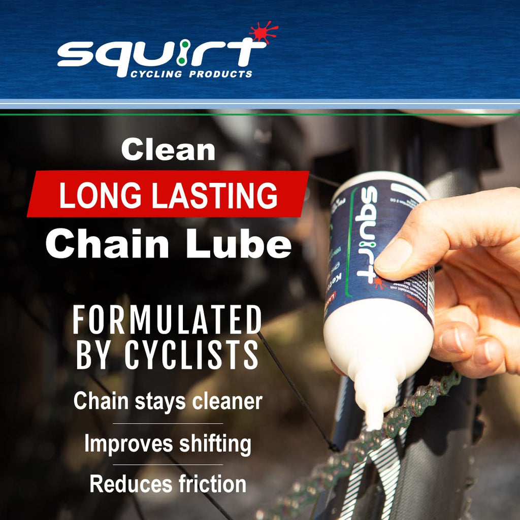 Squirt Chain Lube for Bikes 500 ml – Long-Lasting Lubricant for All Bike Chains – All-Weather Dry Bike Chain Lube to Reduce Noise – Bicycle Tools & Maintenance Aid