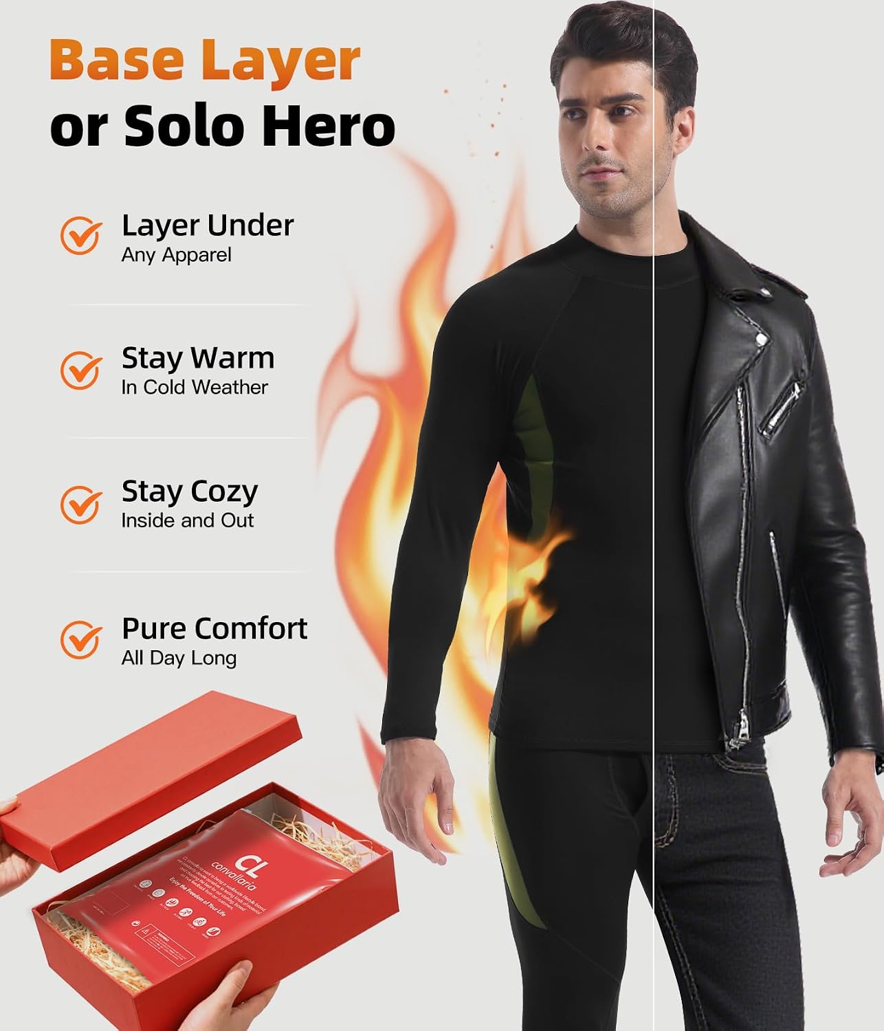 Mens Thermal Underwear Long Johns Set Cold Weather Hunting Base Layer