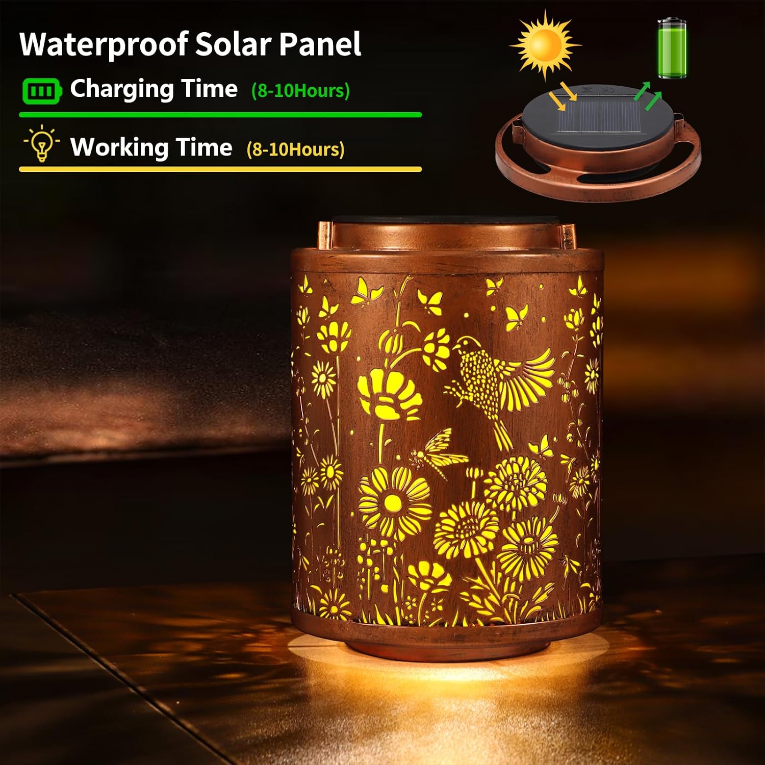 Solar Lanterns Hanging Waterproof Birds Garden Decor Solar Lights