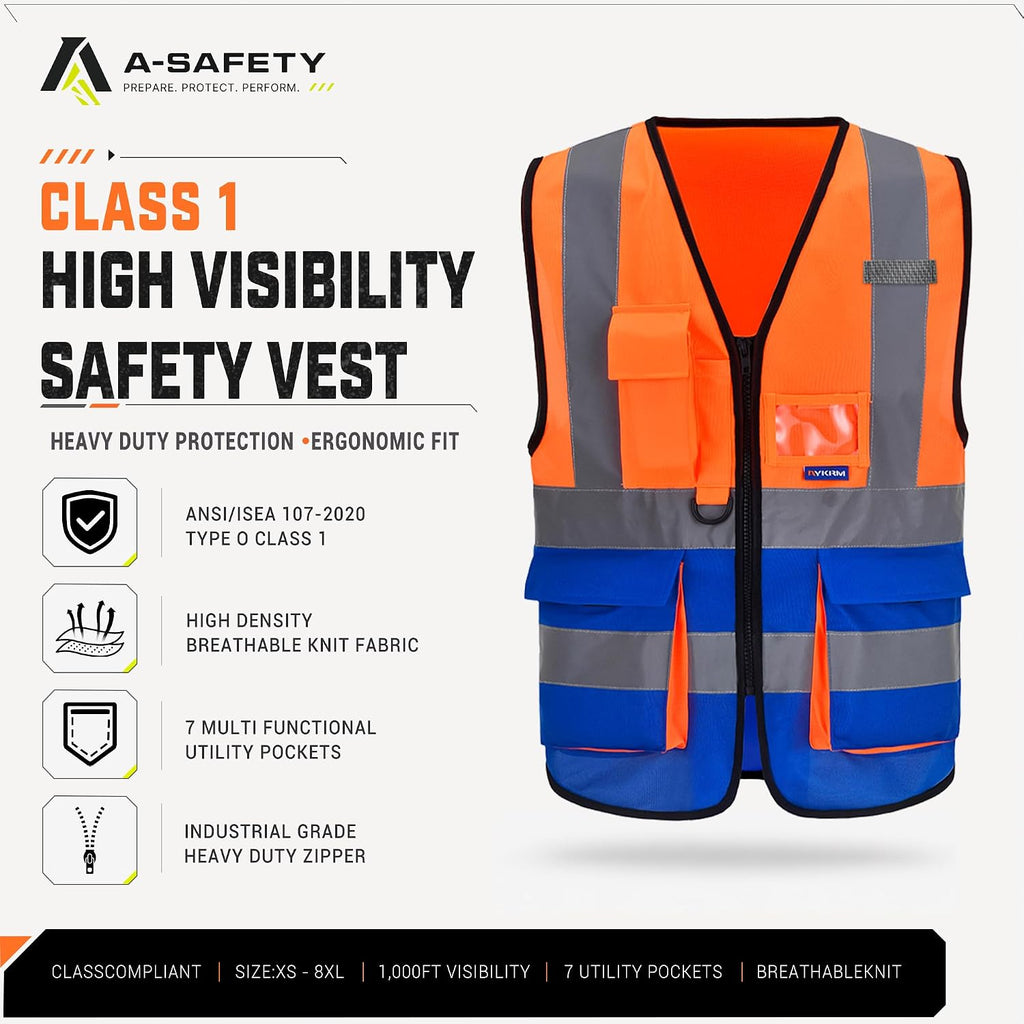 A-SAFETY High Visibility Reflective Safety Vest Customize Logo (XS-8XL)