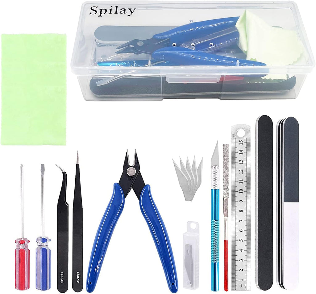 Spilay 16 Pcs Hobby Building Model DIY Tool Kit for Dollhouse Miniature