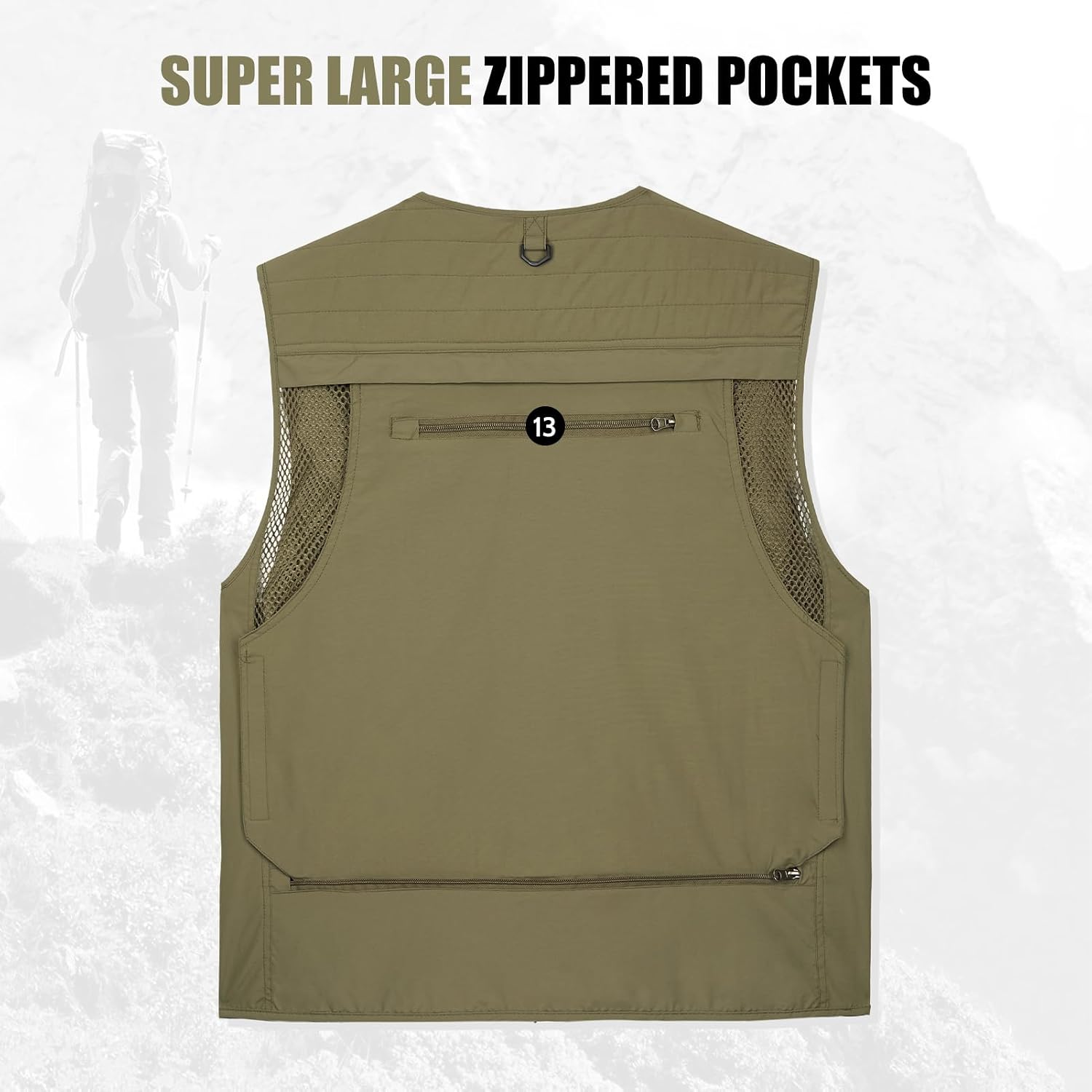 AOTORR Mens Outdoor Work Safari Cargo Photo Travel Fishing Vests for Men with Multi-pockets