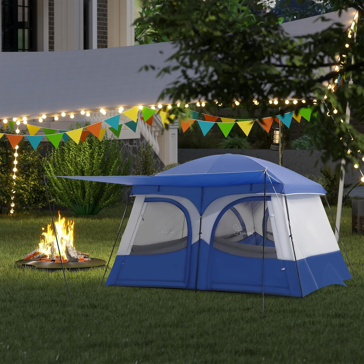 Vidalido Tents，3-4 Person Camping Tent with Extended Vestibule，Weather Resistant Family Tents with Breathable Mesh Windows，Easy Install Waterproof Outdoor Tent for Backpacking and Camping Hiking