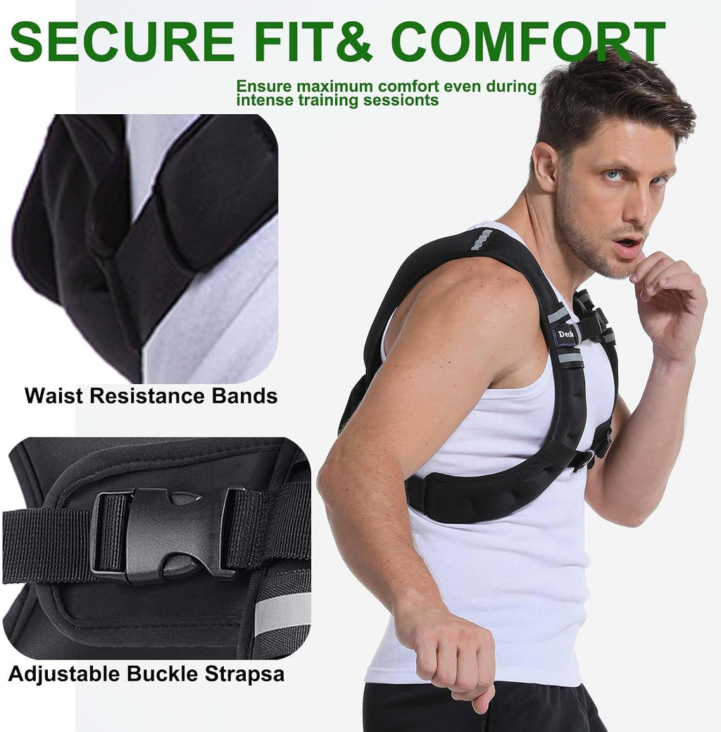 Adjustable Weighted Vest for Women and Men, DecRose 6-10lb/12-18lb Rucking Vest with 6 Ironsand Weights, Body Weight Vest for Home Workouts, Running, Walking and Strength Training