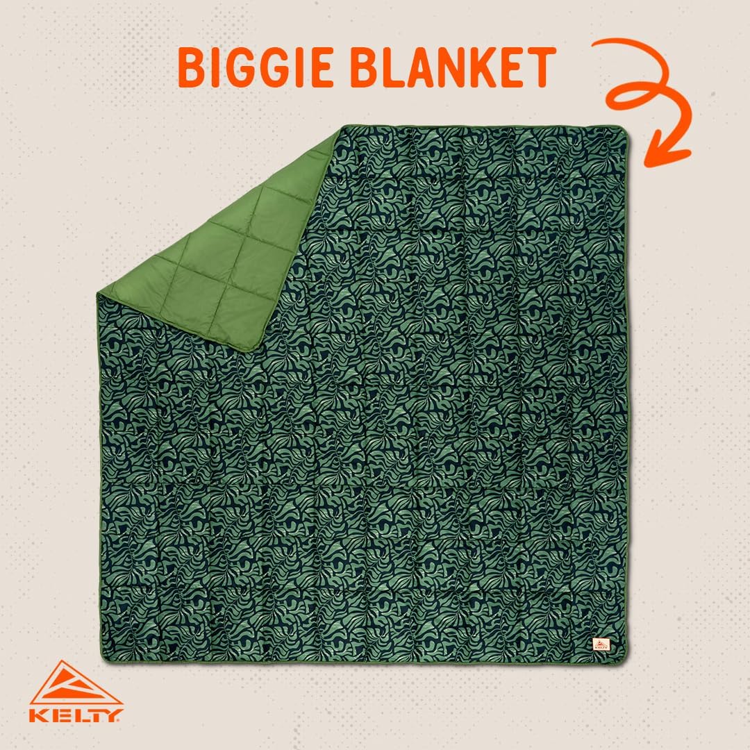 Kelty Biggie Blanket, 2 Person Insulated Camping Indoor Outdoor Travel Blanket and Ground Picnic Covering, Updated for 2022