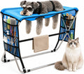 Pet Grooming Hammock with Stand for Small Dogs and Cats, (Dark blue)