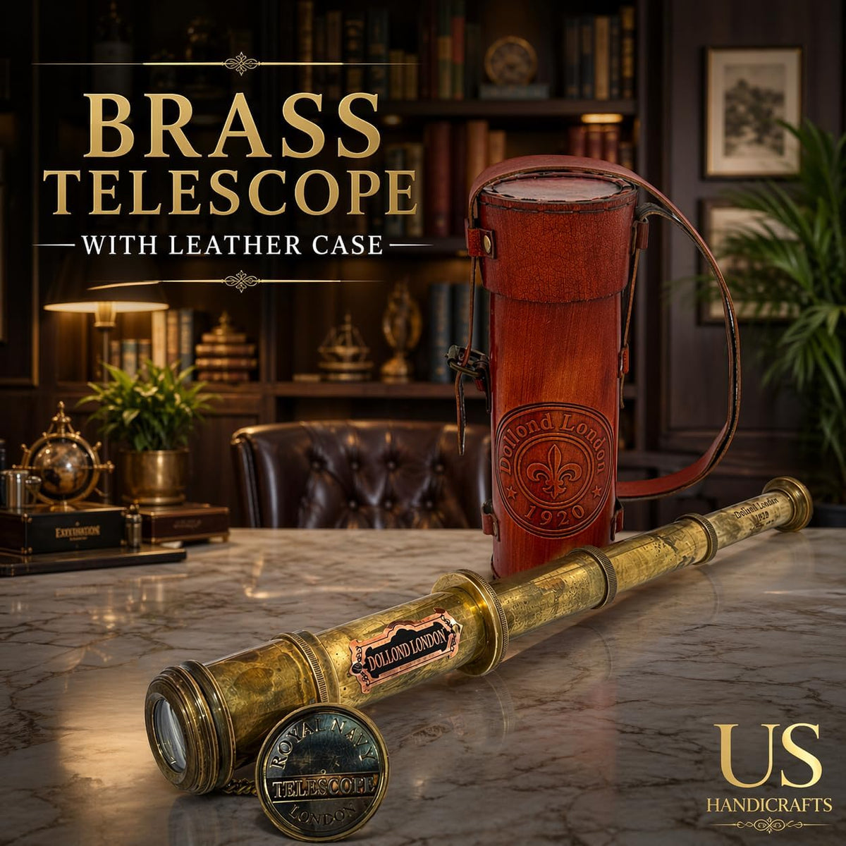 Antique Style Marine Sailor Dollond London Spyglass | 16" Brass Telescope with High-Resolution Optics, Vintage Maritime Collectible, Nautical Decor, Gift for Sailors by Commando Antique