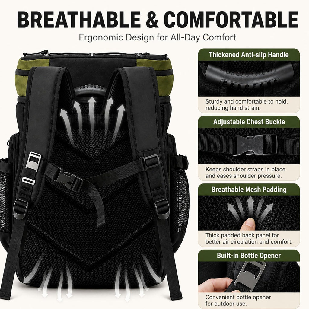 Cooler Backpack Insulated Leakproof, 52 Cans Soft Lunch Ice Bag
