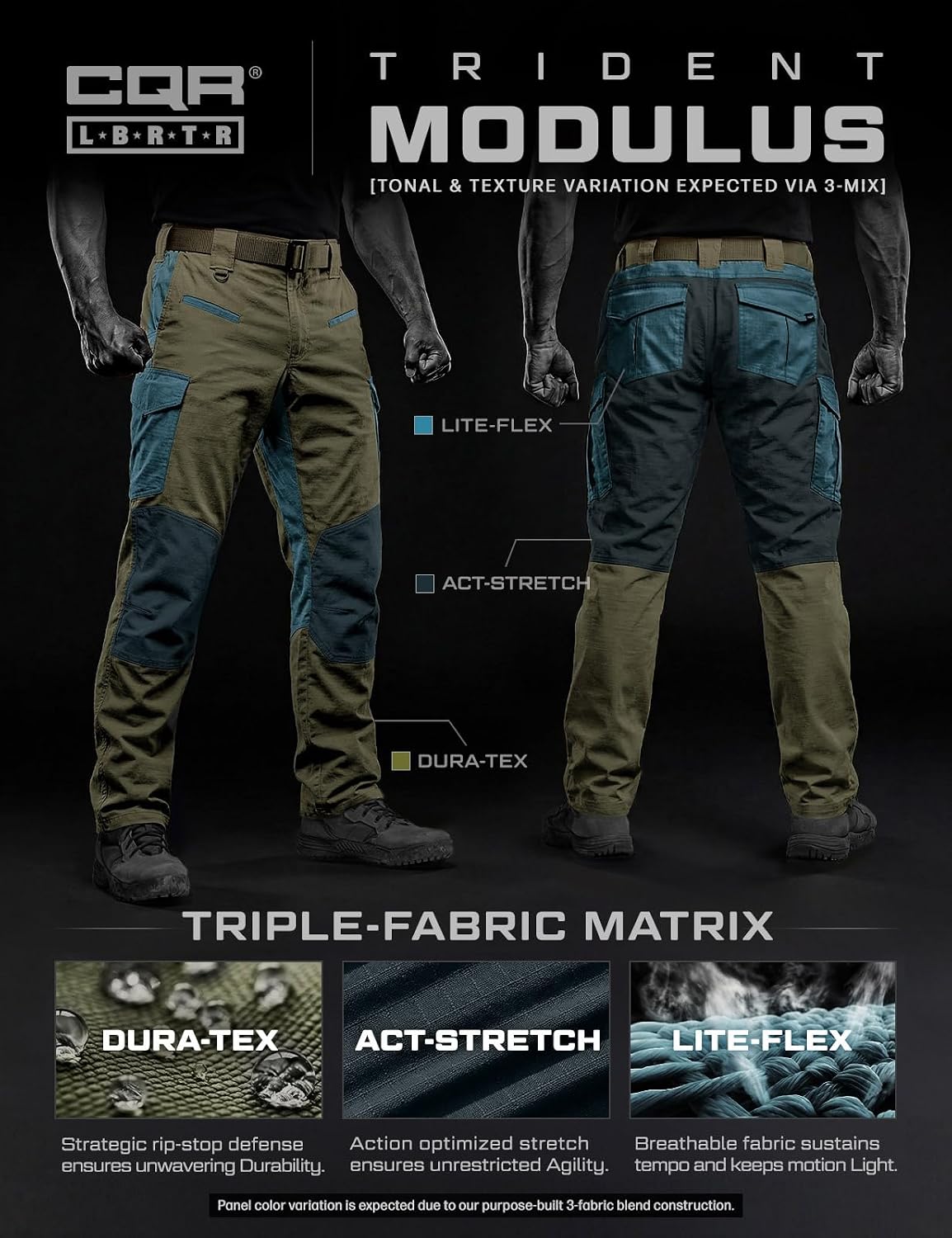 CQR Men's Flex Ripstop Tactical Pants, Water Resistant Stretch Cargo Pants, Lightweight EDC Hiking Work Pants
