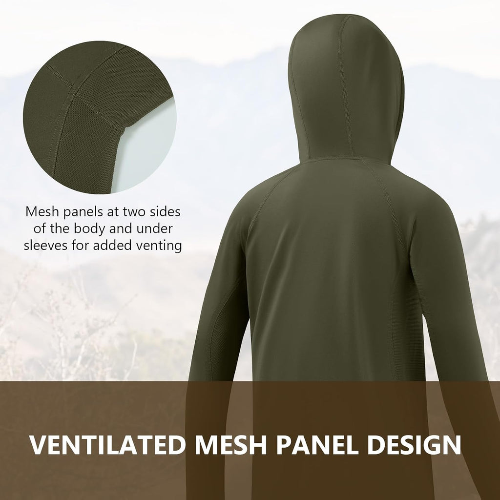 Youth UPF 50+ Camo Hunting Hoodie Shirt with Face Mask