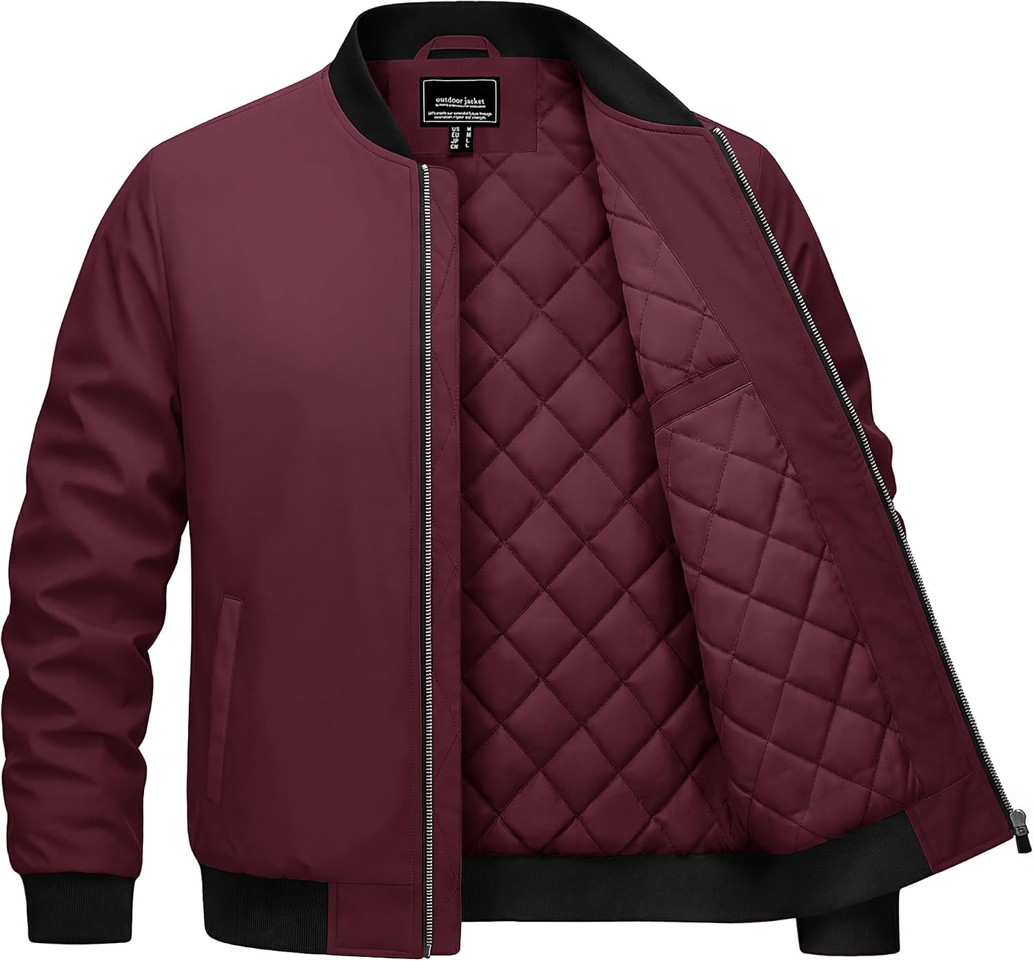 Cotrasen Men's Bomber Jacket Fall Winter Windbreaker Warm Quilted Coats