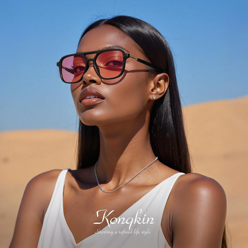 Retro Aviator Sunglasses for Women Men,Trendy Polarized Sun Glasses