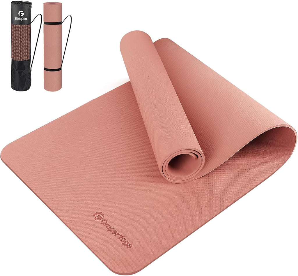 Gruper Yoga Mat Non Slip, Anti-Tear Workout Mat with Carrying Strap and Bag