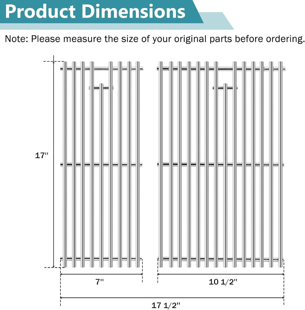 Criditpid Grill Grates Replacement for Charbroil Grill Parts 463630021 463655021 463655421 463660421 463660021 463655621, G426-0005-W1 G426-0004-W1 Cooking Grates for Charbroil Performance 2-Burner