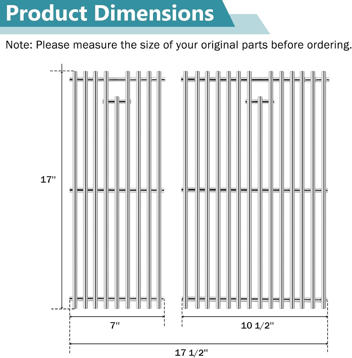 Criditpid Grill Grates Replacement for Charbroil Grill Parts 463630021 463655021 463655421 463660421 463660021 463655621, G426-0005-W1 G426-0004-W1 Cooking Grates for Charbroil Performance 2-Burner