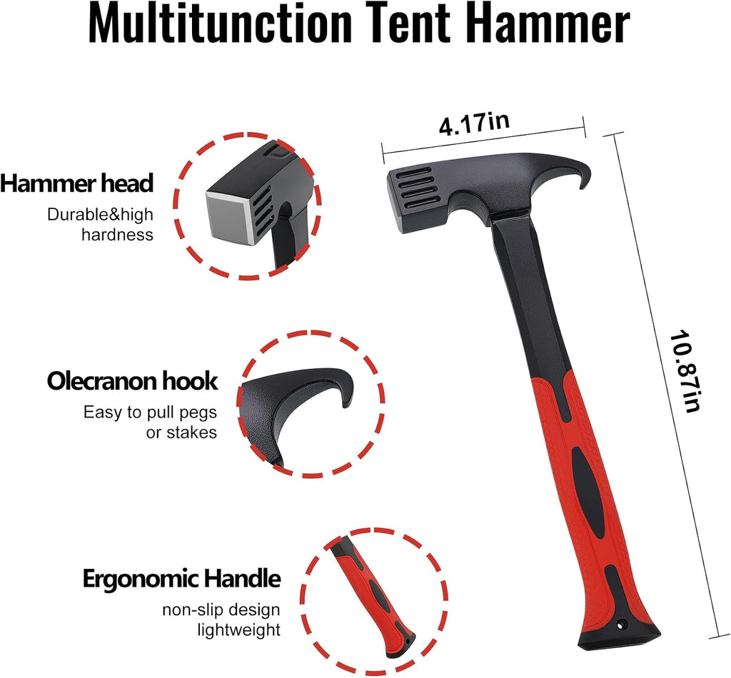 DESHIL 12 Pack Tent Stakes Heavy Duty Tent Stakes with Camping Hammers