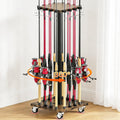 Fishing Rod Holders for Garage 360° Rotating Fishing Pole Rack, Floor Stand Holds up to 16 Poles Fishing Gear Equipment Storage Organizer, Fishing Gifts for Men Women, Brown