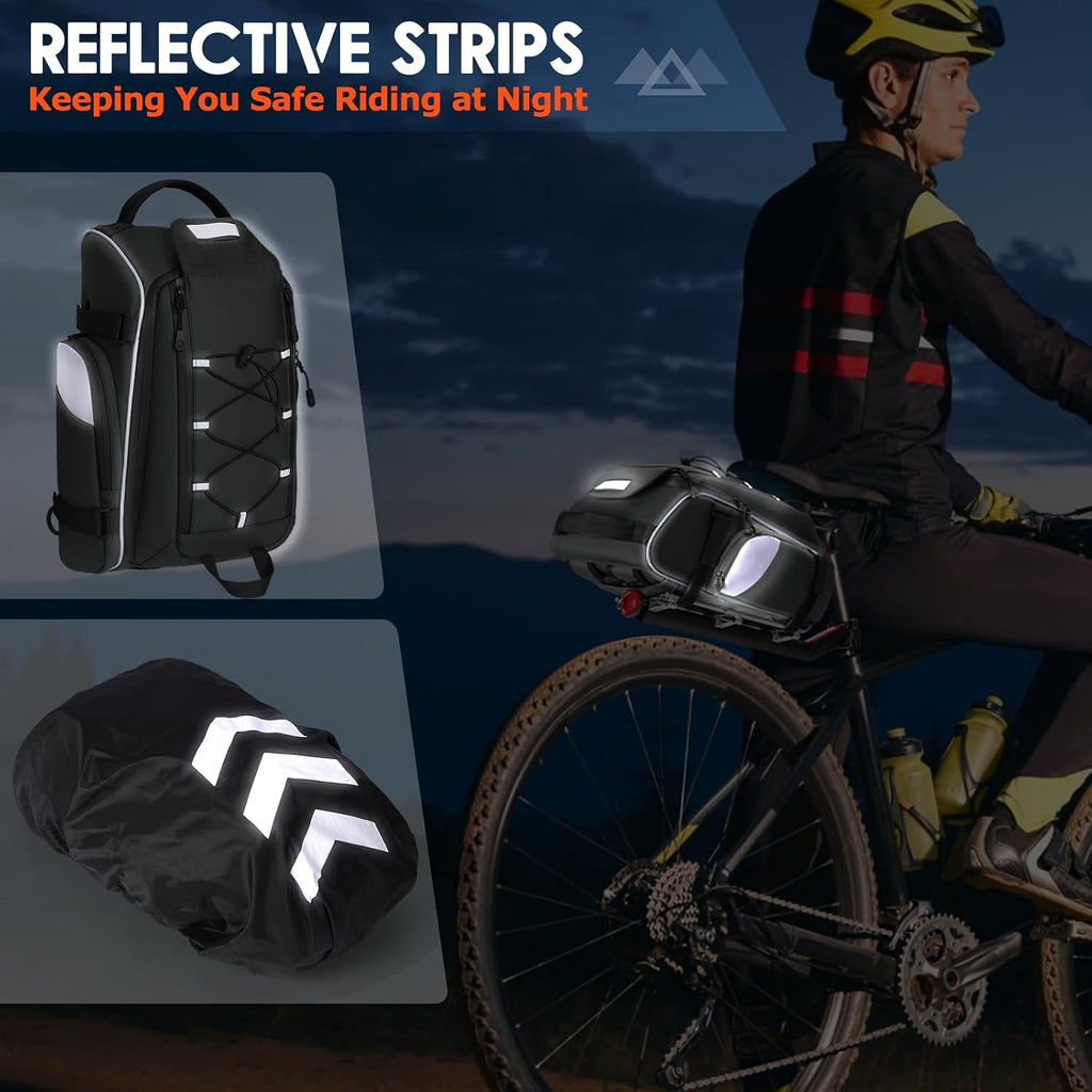 RAINSMORE Bike Bag for Bicycle Rear Rack 15L Waterproof Ebike Trunk Bag