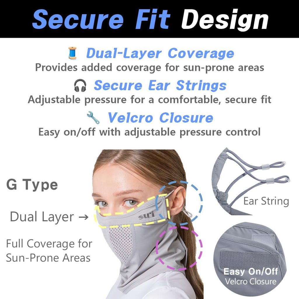 KOREA (Type G) UV Sun Protection Balaclava Half Face Mask - For Golf, Hiking, Running, Cycling & Outdoor Sports