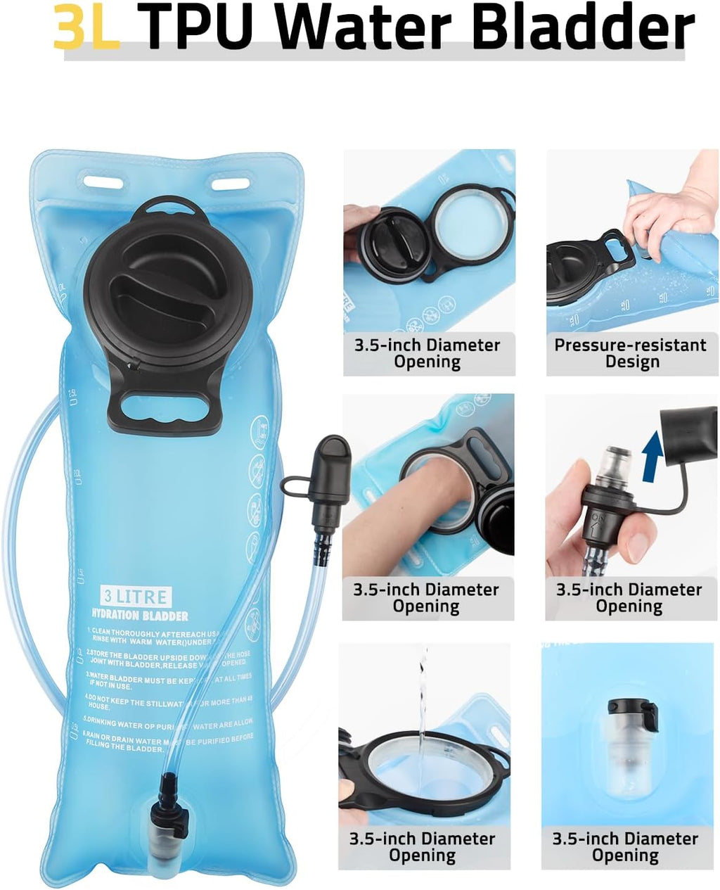 CVLIFE Tactical Hydration Hiking Water Backpack with 3L Water Bladder