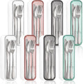 Nicunom 8 Pack Travel Silverware Set with Case, Reusable Utensils for Lunch