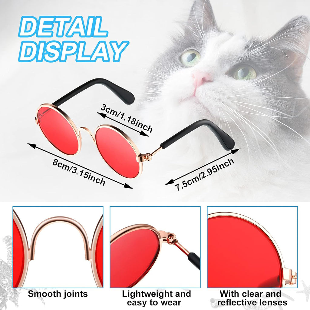Weewooday 15 Pcs Dog Sunglasses Cat Glasses Round Retro Small for Pet Puppy