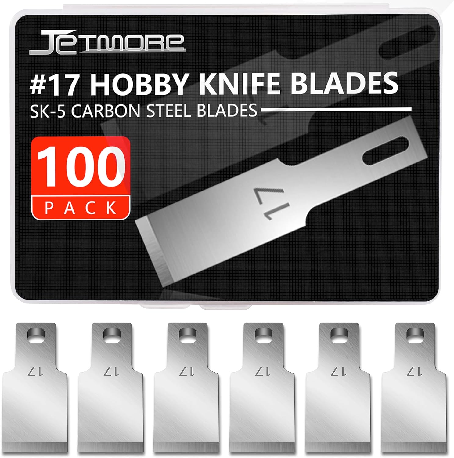 JETMORE 100 Pack Exacto Blades Refills #17 Craft Hobby Knife Blades for Art