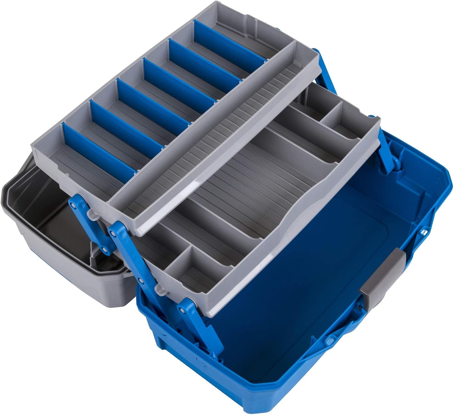 Flambeau Outdoors 6382 2-Tray Tackle Box, 15 Compartments, Blue and Gray