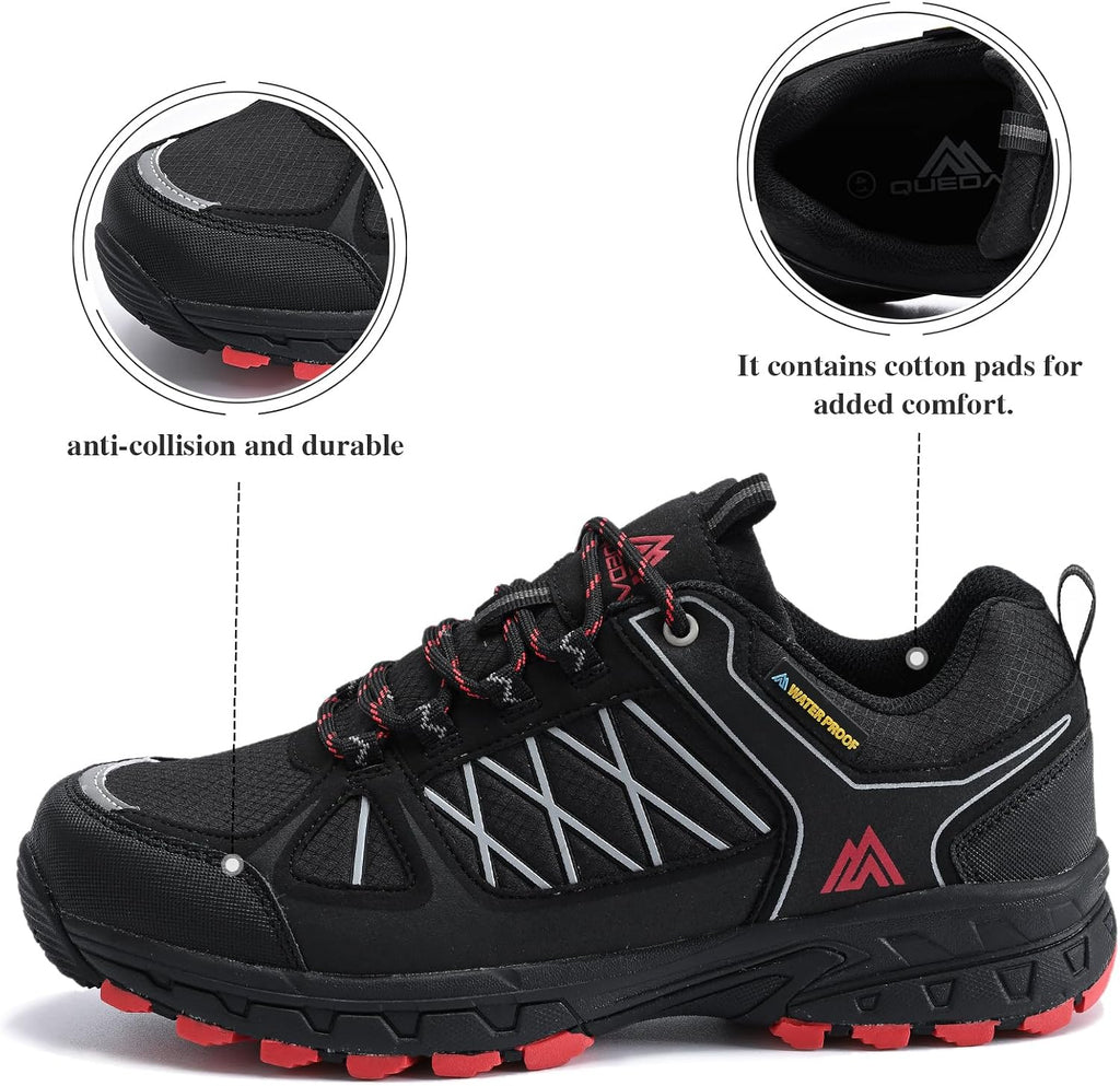 Queday Mens Waterproof Lightweight Hiking Shoes