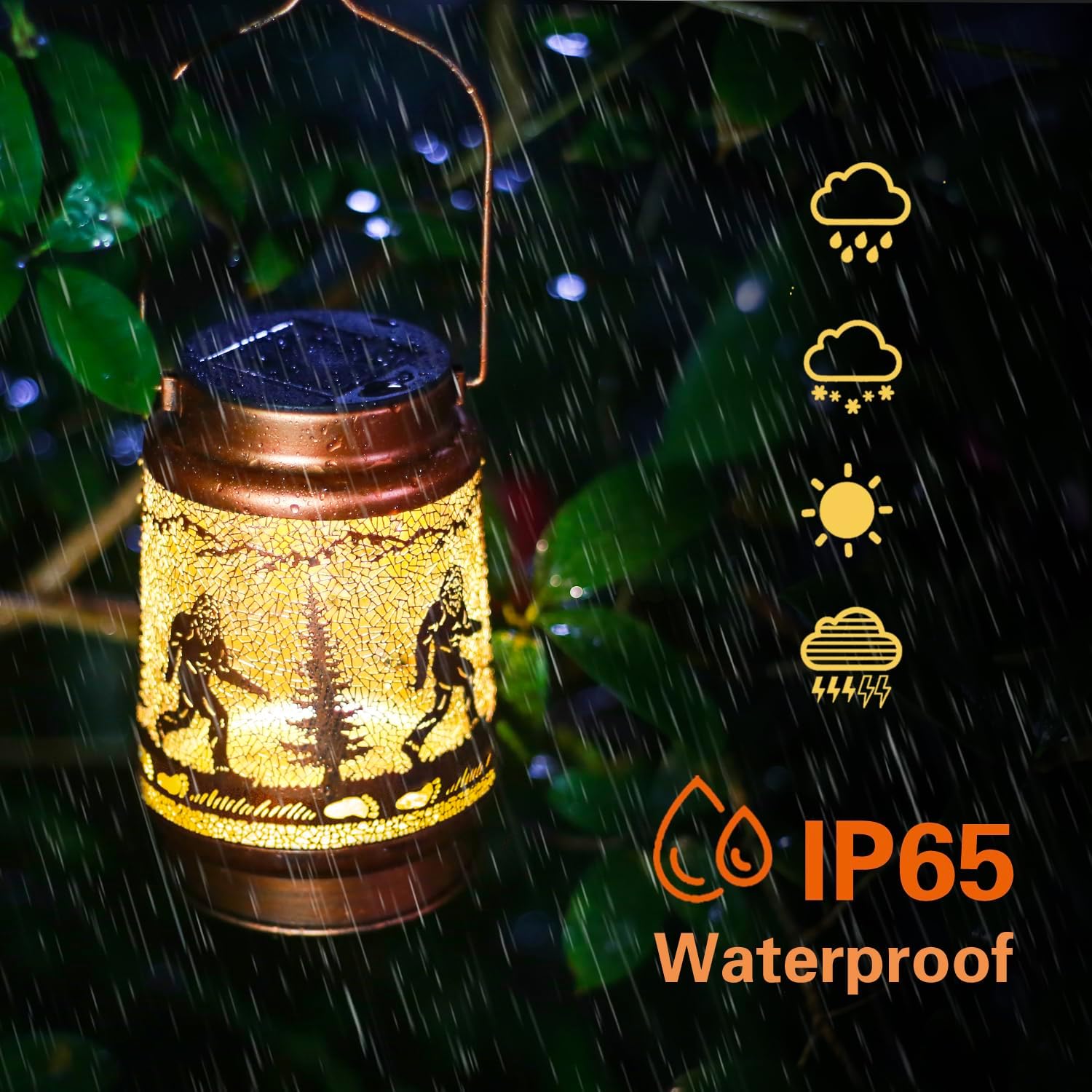 Bigfoot Solar Lanterns Outdoor Waterproof Hanging Solar Lights Big Foot Sasquatch Gifts for Men Women Metal Decorative LED Lanterns for Yard, Patio, Lawn, Pathway, Landscape, Garden Decor